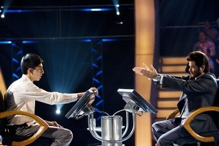 Dev Patel, left, and Anil Kapoor in "Slumdog Millionaire."