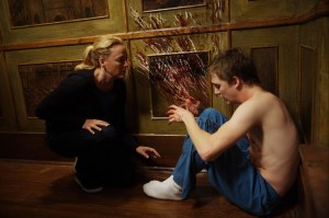 Virginia Madsen, left, and Kyle Gallner, right, star in the horror thriller “The Haunting in Connecticut.” 