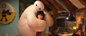 The robot Baymax hugs Hiro in a scene from "Big Hero 6."  Photo courtesy of Disney